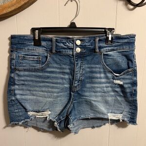 BKE Blue Distressed Jean Shorts Stretch
